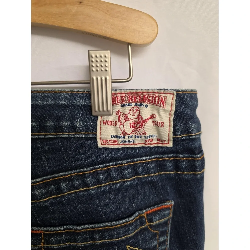 True Religion Johnny Jeans Mens 28x32 Blue Med Wash Straight Leg Made USA Denim